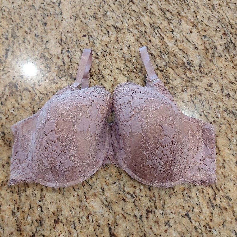ThirdLove Bra Women's Size 36F Purple Lace Overlay Full Coverage Adj Straps UW